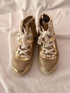 Michael Kors Gold High Top Sneakers Girls 5 youth